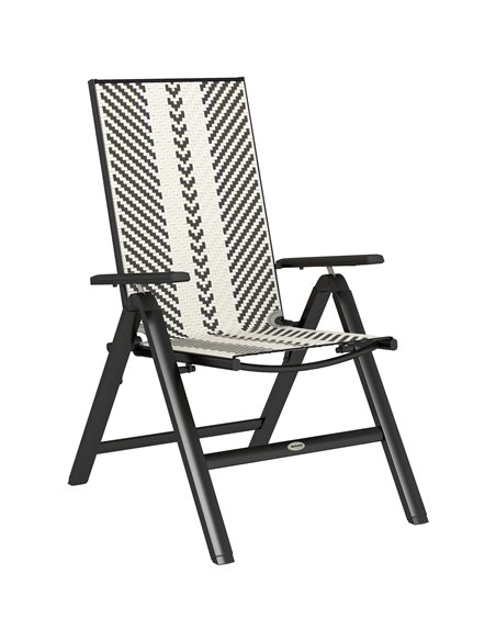 Outsunny Rattan Reclining Garden Chairs - Black - pic 152143 | FastDaddyshop