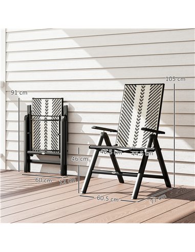 Outsunny Rattan Reclining Garden Chairs - Black