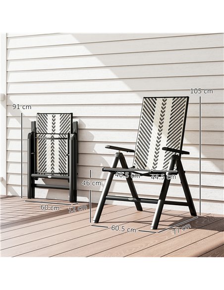 Outsunny Rattan Reclining Garden Chairs - Black - pic 152145 | FastDaddyshop