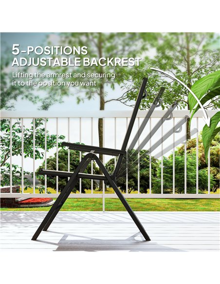 Outsunny Rattan Reclining Garden Chairs - Black - pic 152146 | FastDaddyshop