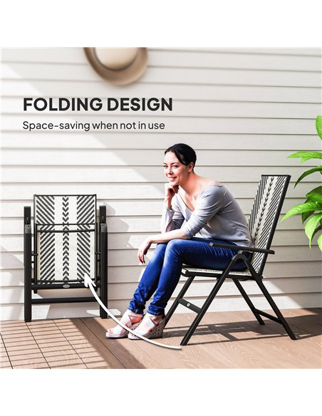 Outsunny Rattan Reclining Garden Chairs - Black - pic 152147 | FastDaddyshop