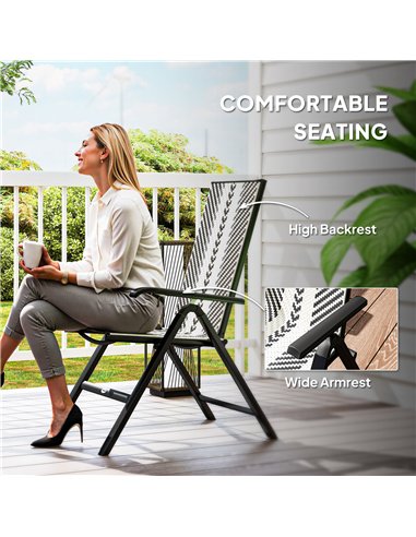 Outsunny Rattan Reclining Garden Chairs - Black