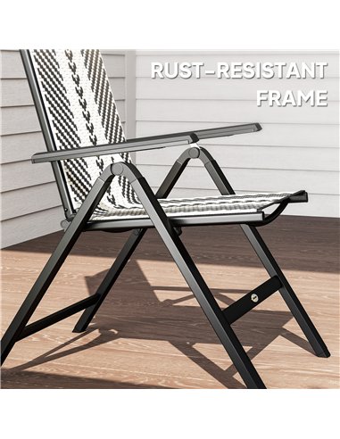 Outsunny Rattan Reclining Garden Chairs - Black