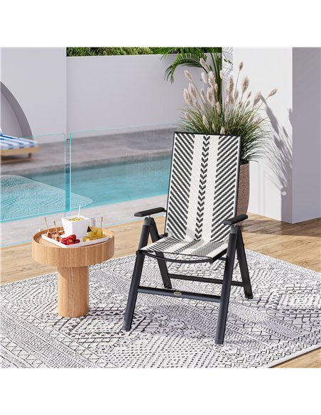 Outsunny Rattan Reclining Garden Chairs - Black - pic 152151 | FastDaddyshop