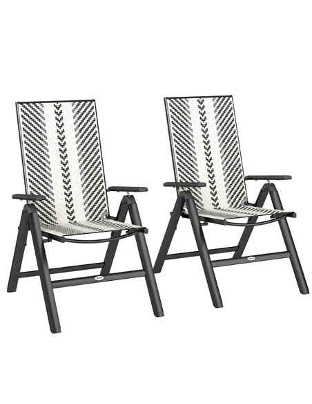 Outsunny Set of Two Rattan Reclining Garden Chairs - Grey - pic 152152 | FastDaddyshop