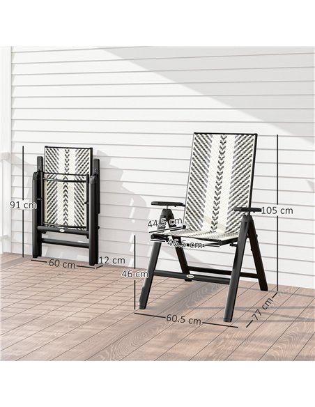 Outsunny Set of Two Rattan Reclining Garden Chairs - Grey - pic 152154 | FastDaddyshop