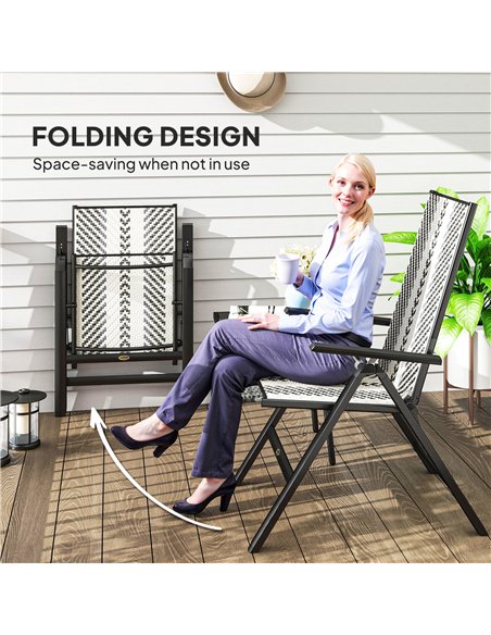 Outsunny Set of Two Rattan Reclining Garden Chairs - Grey - pic 152156 | FastDaddyshop