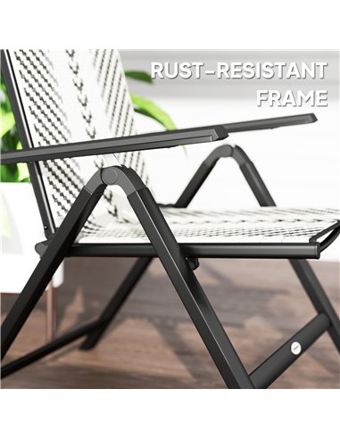 Outsunny Set of Two Rattan Reclining Garden Chairs - Grey