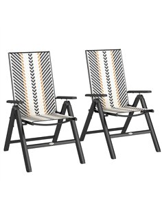 Outsunny Set of Two Rattan Reclining Garden Chairs - Multicolour