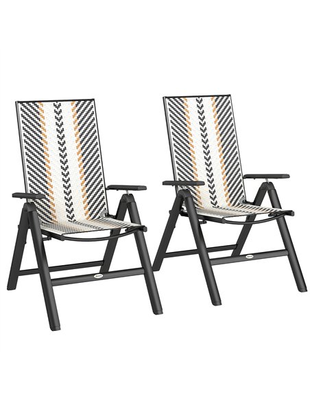 Outsunny Set of Two Rattan Reclining Garden Chairs - Multicolour - pic 152161 | FastDaddyshop