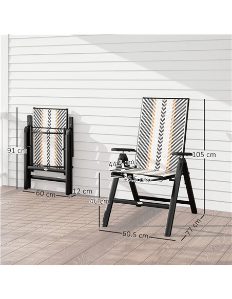 Outsunny Set of Two Rattan Reclining Garden Chairs - Multicolour - pic 152163 | FastDaddyshop