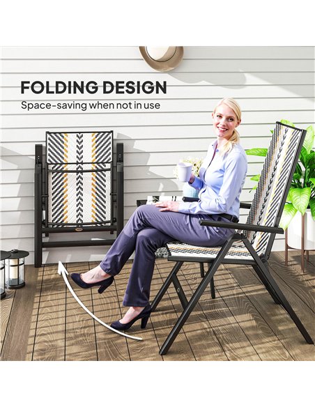 Outsunny Set of Two Rattan Reclining Garden Chairs - Multicolour - pic 152165 | FastDaddyshop