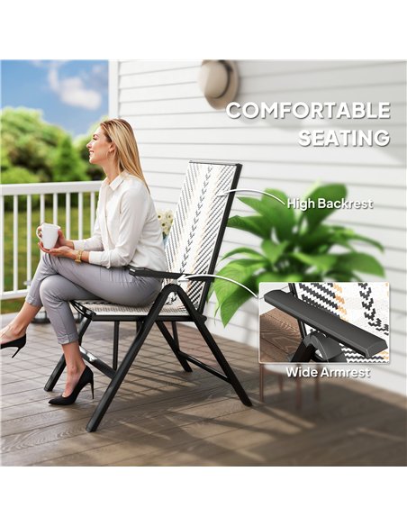 Outsunny Set of Two Rattan Reclining Garden Chairs - Multicolour - pic 152167 | FastDaddyshop