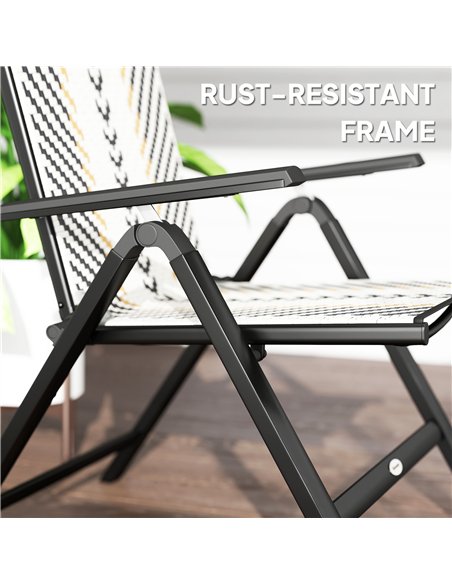 Outsunny Set of Two Rattan Reclining Garden Chairs - Multicolour - pic 152168 | FastDaddyshop
