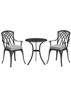 Outsunny Three-Piece Cast Aluminium Bistro Set - Black