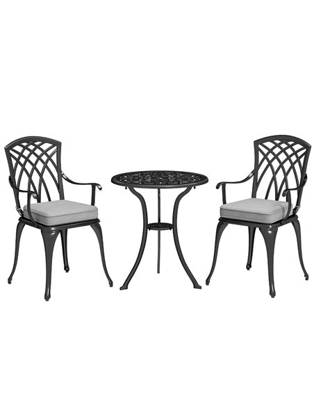 Outsunny Three-Piece Cast Aluminium Bistro Set - Black - pic 152179 | FastDaddyshop