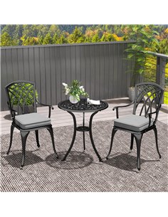 Outsunny Three-Piece Cast Aluminium Bistro Set - Black 2