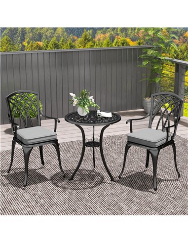Outsunny Three-Piece Cast Aluminium Bistro Set - Black