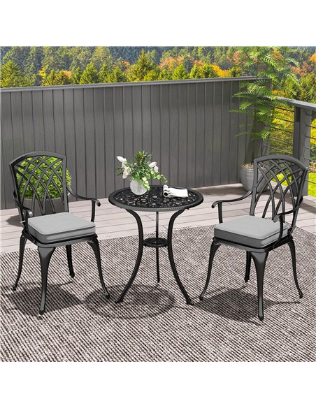 Outsunny Three-Piece Cast Aluminium Bistro Set - Black - pic 152180 | FastDaddyshop