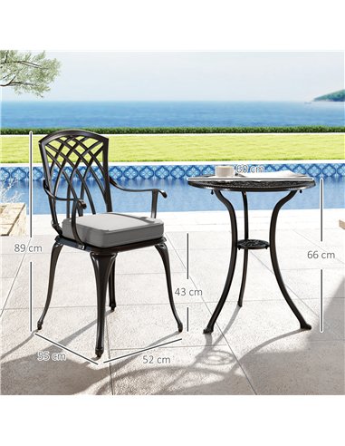 Outsunny Three-Piece Cast Aluminium Bistro Set - Black