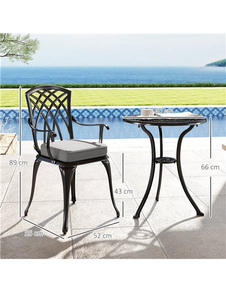 Outsunny Three-Piece Cast Aluminium Bistro Set - Black - pic 152181 | FastDaddyshop