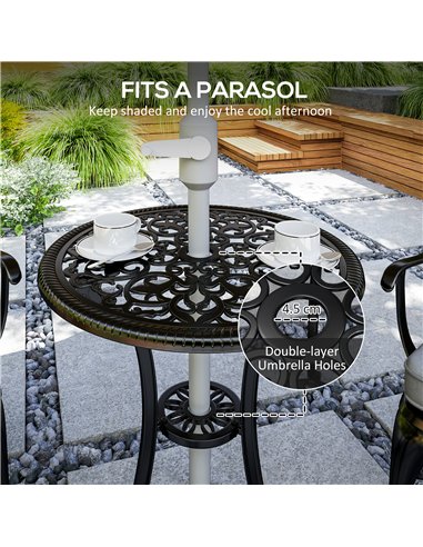 Outsunny Three-Piece Cast Aluminium Bistro Set - Black