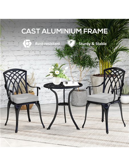 Outsunny Three-Piece Cast Aluminium Bistro Set - Black - pic 152184 | FastDaddyshop