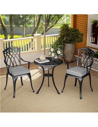 Outsunny Three-Piece Cast Aluminium Bistro Set - Black