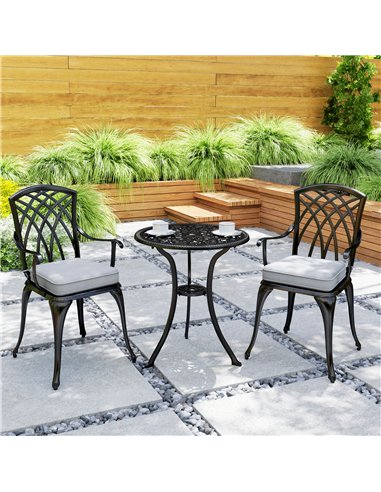 Outsunny Three-Piece Cast Aluminium Bistro Set - Black
