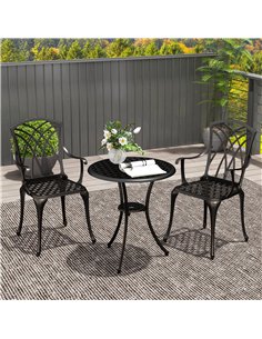 Outsunny 3 Pieces Garden Dining Set for 2, Cast Aluminium Outdoor Dining Set with 2 Armchairs and Round Dining Table with Paraso 2