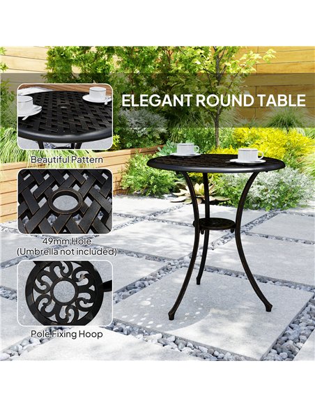 Outsunny 3 Pieces Garden Dining Set for 2, Cast Aluminium Outdoor Dining Set with 2 Armchairs and Round Dining Table with Paraso - pic 152193 | FastDaddyshop