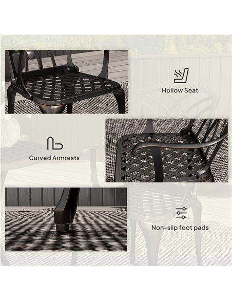 Outsunny 3 Pieces Garden Dining Set for 2, Cast Aluminium Outdoor Dining Set with 2 Armchairs and Round Dining Table with Paraso - pic 152194 | FastDaddyshop