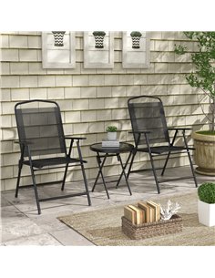 Outsunny Three-Piece Garden Seat Set, with Glass-Top Table - Black 2