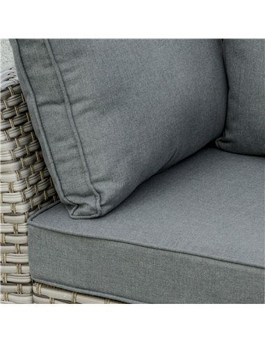 Outsunny 5-Seater Patio PE Rattan Corner Sofa Set, with Tea Table with Ice Bucket, Light Grey