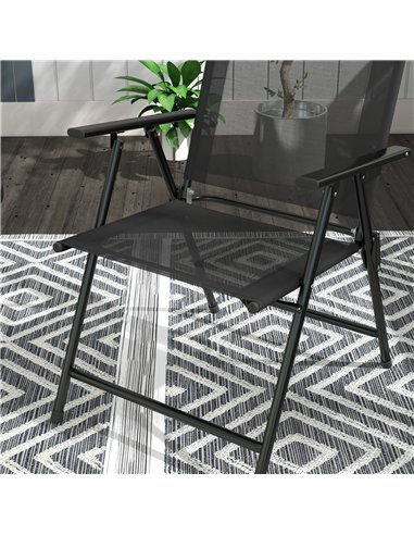 Outsunny Three-Piece Garden Seat Set, with Glass-Top Table - Black