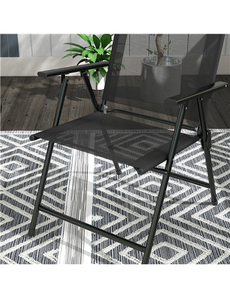 Outsunny Three-Piece Garden Seat Set, with Glass-Top Table - Black - pic 152204 | FastDaddyshop