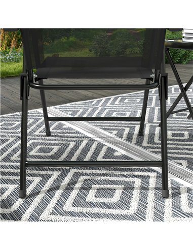Outsunny Three-Piece Garden Seat Set, with Glass-Top Table - Black
