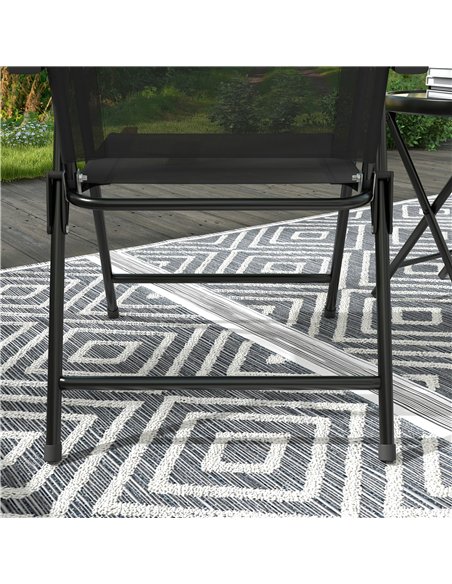 Outsunny Three-Piece Garden Seat Set, with Glass-Top Table - Black - pic 152205 | FastDaddyshop