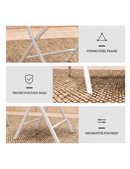Outsunny 3 Pieces Outdoor Bistro Set, Glass Top Outdoor Table and 2 Folding Chairs with Protecting Feet, White - pic 152212 | FastDaddyshop