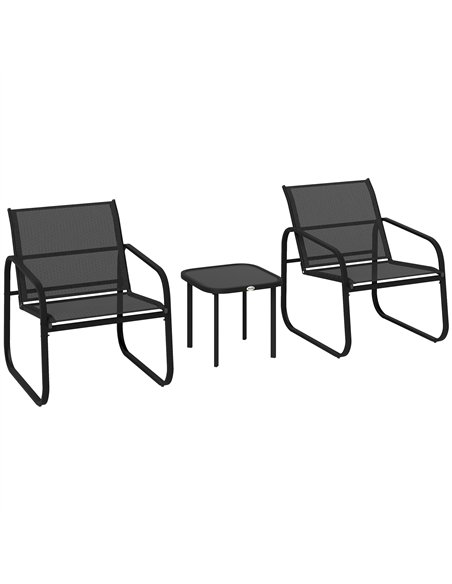 Outsunny Three-Piece Garden Seating Set - Black - pic 152215 | FastDaddyshop