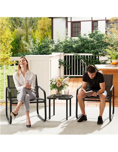 Outsunny Three-Piece Garden Seating Set - Black