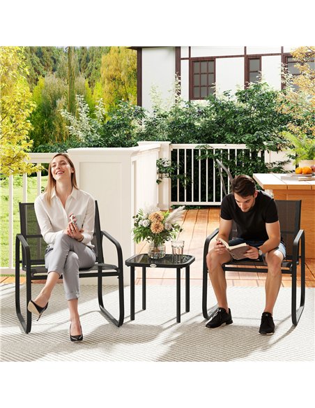 Outsunny Three-Piece Garden Seating Set - Black - pic 152216 | FastDaddyshop