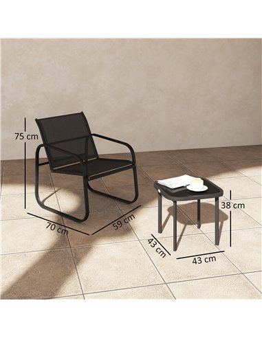 Outsunny Three-Piece Garden Seating Set - Black
