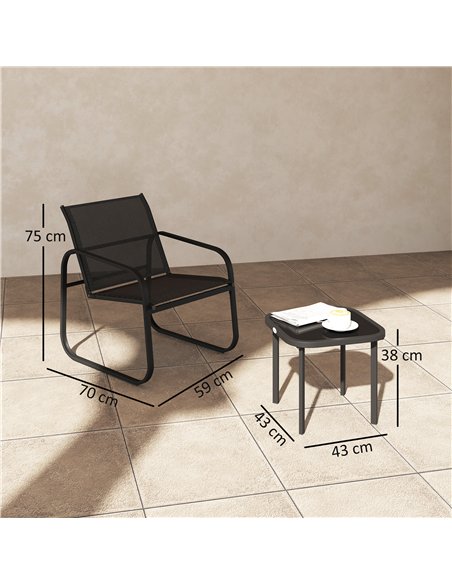 Outsunny Three-Piece Garden Seating Set - Black - pic 152217 | FastDaddyshop