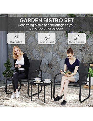 Outsunny Three-Piece Garden Seating Set - Black