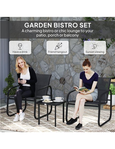 Outsunny Three-Piece Garden Seating Set - Black - pic 152218 | FastDaddyshop