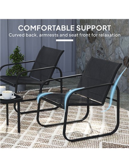 Outsunny Three-Piece Garden Seating Set - Black - pic 152220 | FastDaddyshop