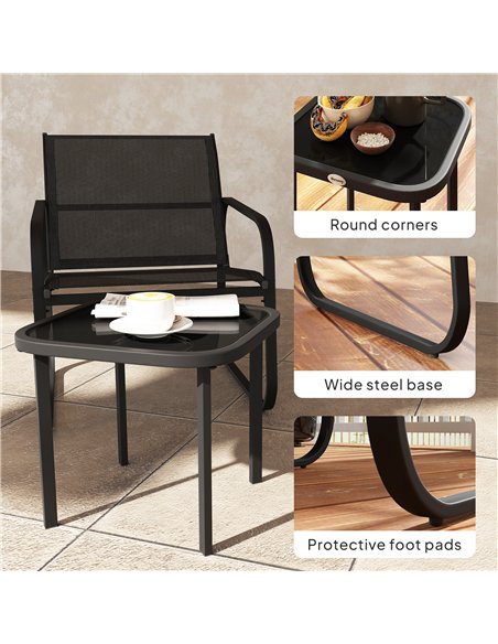 Outsunny Three-Piece Garden Seating Set - Black - pic 152222 | FastDaddyshop
