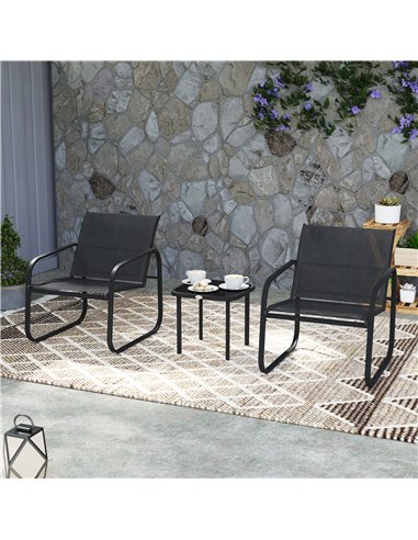 Outsunny Three-Piece Garden Seating Set - Black