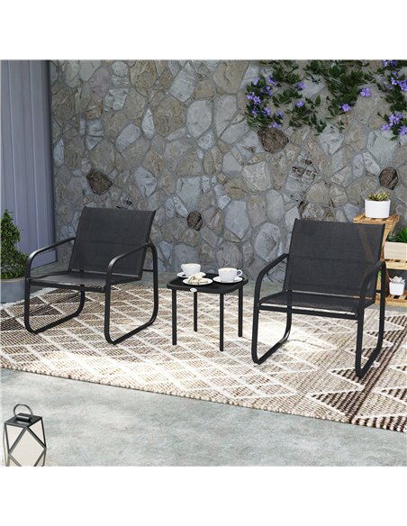 Outsunny Three-Piece Garden Seating Set - Black - pic 152223 | FastDaddyshop